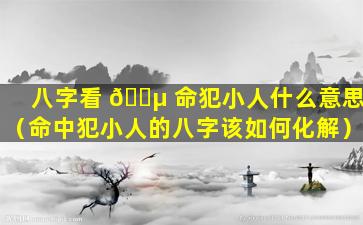 八字看 🌵 命犯小人什么意思（命中犯小人的八字该如何化解）